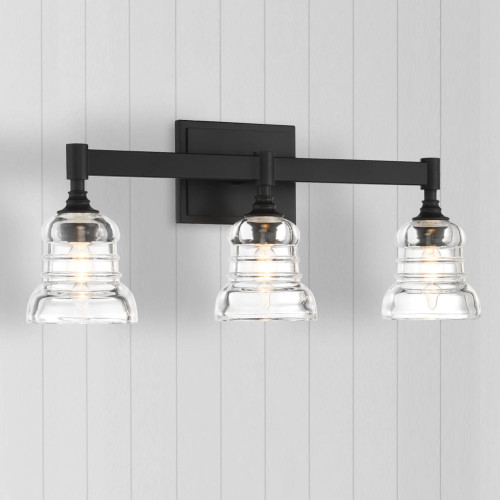 Crystorama GRG-1043-MK Gregory Modern Matte Black 3-Light Bathroom Sconce Lighting