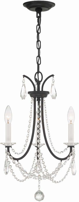 Crystorama KAR-90903-MK-CL-MWP Karrington Crystal Matte Black Mini Hanging Chandelier