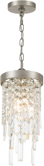 Crystorama WIN-210-SA-CL-MWP Winfield Contemporary Antique Silver Mini Drop Lighting Fixture