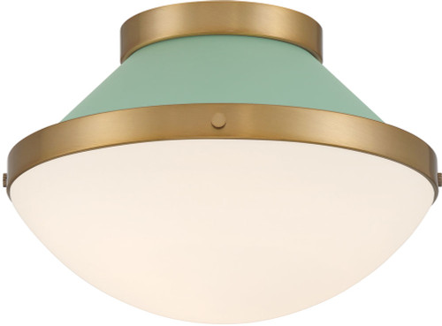 Crystorama XAN-8001-VG-GR Xander Contemporary Vibrant Gold / Green Flush Mount Lighting