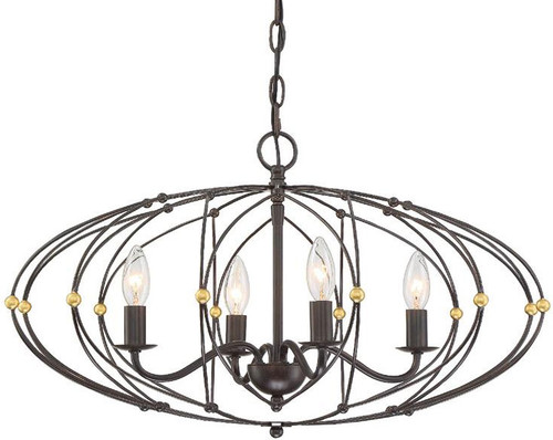Crystorama ZUC-A9034-EB-GA Zucca English Bronze and Antique Gold 25" Hanging Chandelier
