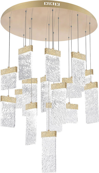 CWI 1090P32-16-620 Carolina Gold Leaf LED Multi Hanging Pendant Light