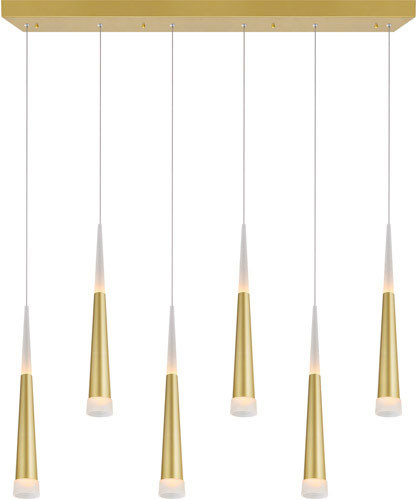 CWI Lighting 1103P40-6-602 Andes Contemporary Satin Gold LED Multi Pendant Lighting Fixture