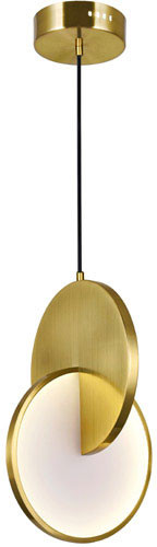 CWI Lighting 1206P10-1-629 Tranche Contemporary Brushed Brass LED Mini Pendant Hanging Light