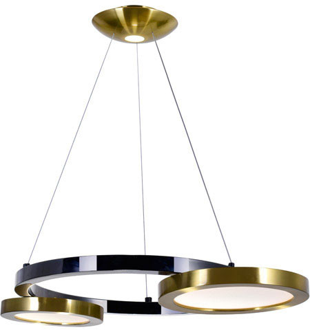 CWI Lighting 1215P20-2-625 Deux Lunes Contemporary Brass & Pearl Black LED 20" Drop Ceiling Lighting