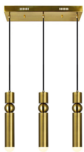CWI Lighting 1225P20-3-625 Chime Modern Brass LED Multi Pendant Light Fixture