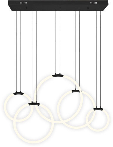 CWI Lighting 1273P44-5-101-RC Hoops Modern Black LED Multi Ceiling Light Pendant