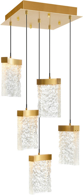 CWI Lighting 1587P12-5-624 Lava Contemporary Brass LED Multi Pendant Light Fixture