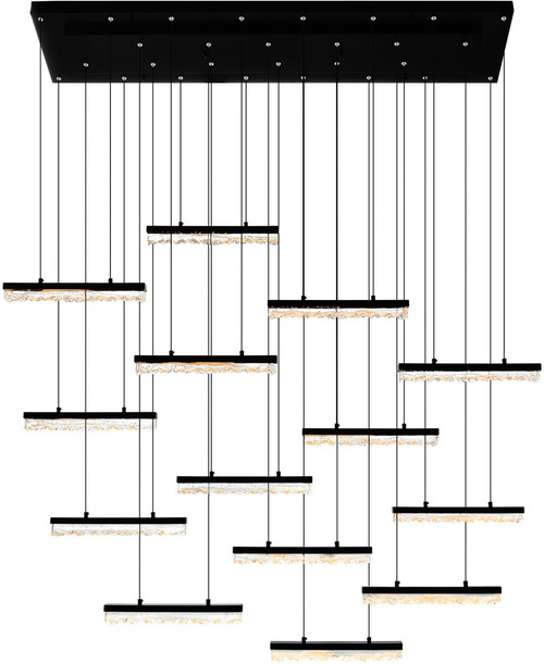 CWI Lighting 1588P60-14-101 Stagger Contemporary Black LED Multi Pendant Light Fixture