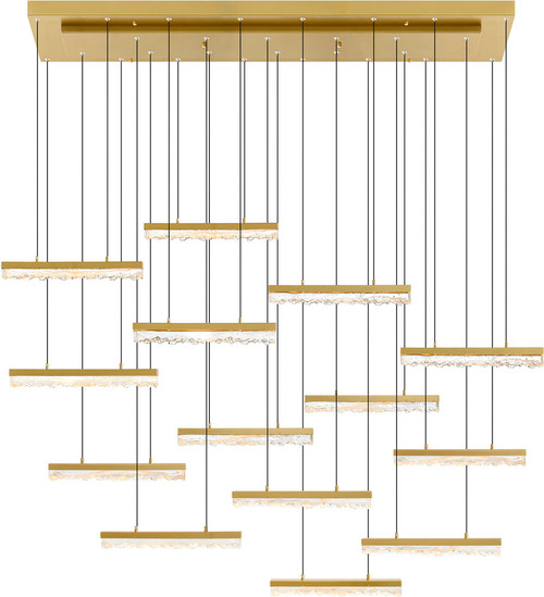 CWI Lighting 1588P60-14-624 Stagger Modern Brass LED Multi Hanging Light