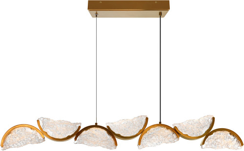 CWI Lighting 1715P54-7-624 Moon Contemporary Brass LED 54" Island Light Fixture