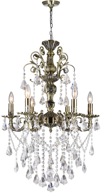 CWI 2011P24AB-6 Brass Antique Brass Mini Hanging Chandelier