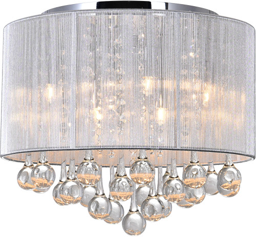 CWI 5006C14C-R (S) Water Drop Chrome Halogen Flush Ceiling Light Fixture