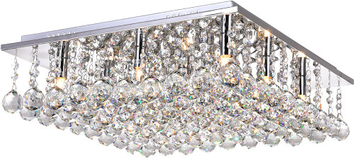 CWI 5052C20C-S Sparkle Chrome Halogen 20" Flush Mount Ceiling Light Fixture