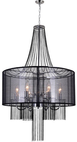 CWI Lighting 5475P20C-6 Black Amelia Contemporary Chrome Drum Drop Lighting Fixture
