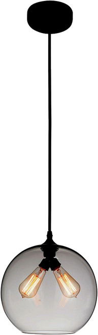 CWI 5553P12 - Smoke (2L) Glass Contemporary Black 12" Pendant Light Fixture