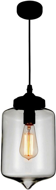 CWI 5570P7C - Smoke Glass Contemporary Black Mini Hanging Light