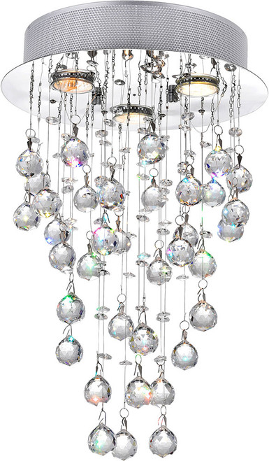 CWI 6601C12C Rain Drop Chrome Halogen 12" Flush Mount Lighting Fixture