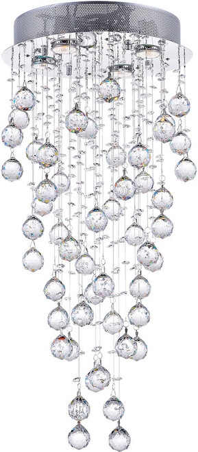 CWI 6601C14C Rain Drop Chrome Halogen 14" Flush Mount Ceiling Light Fixture