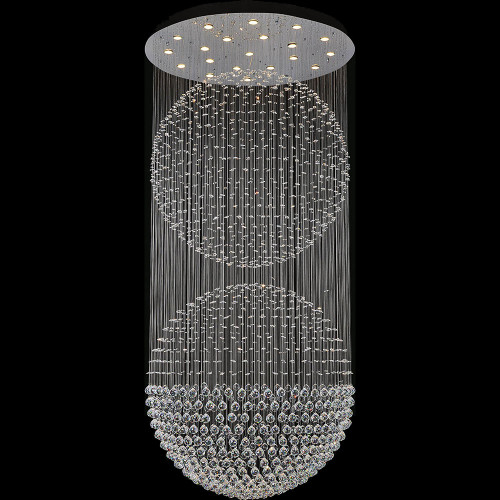 CWI 6608C47C Double Sphere Chrome Halogen 47" Flush Mount Lighting Fixture