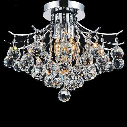 CWI 8012C16C Princess Chrome Flush Ceiling Light Fixture