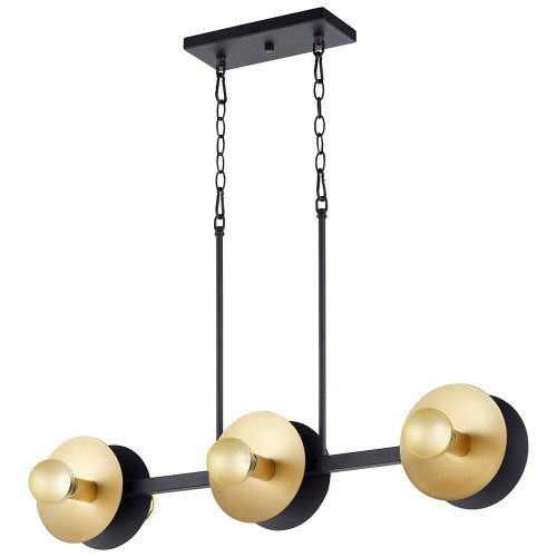 Cyan Design 10979 Artemis Modern Noir and Gold Leaf Kitchen Island Light Fixture