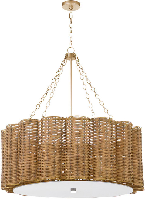 Cyan Design 11935 Boracay Natural Cane / Antique Brass 36" Drum Pendant Lamp