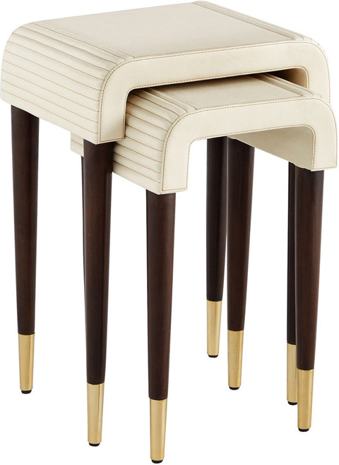 Cyan Design 12218 Channel Off-White / Walnut / Brass Nesting Tables
