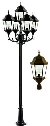 Dabmar GM2305-BZ 5 Light Post Top Bronze Exterior Lighting Post Light