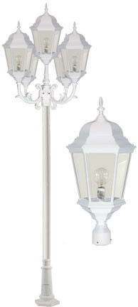 Dabmar GM2305-LED30-W 5 Light Post Top White LED Exterior Lamp Post Light