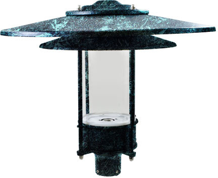 Dabmar GM510-VG Large Hat Top Modern Verde Green Exterior Post Lighting Top