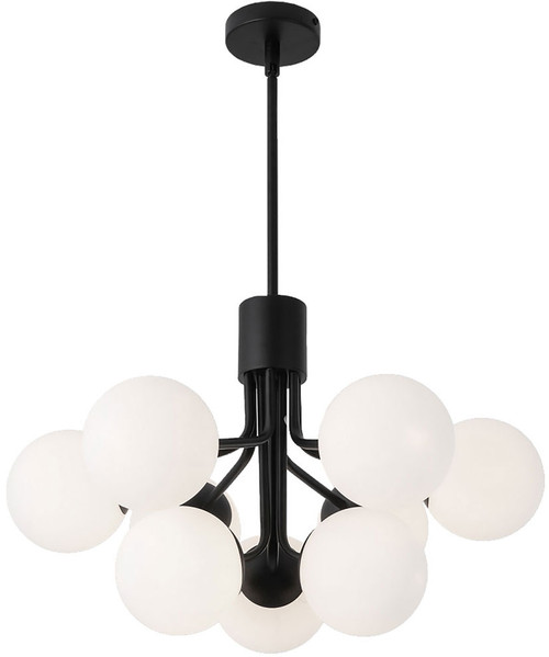 Dainolite AMA-249C-MB Amanda Contemporary Black / White Halogen Mini Lighting Chandelier