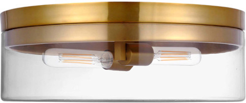 Dainolite FNA-142FH-AGB-CLR Fiona Modern Aged Brass Flush Mount Ceiling Light Fixture