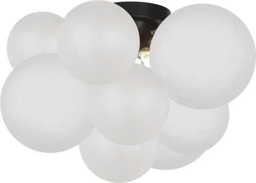 Dainolite MLS-143FH-MB-FR Miles Contemporary White / Black Halogen Flush Mount Lighting Fixture