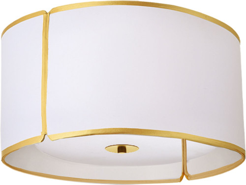 Dainolite NDR-153FH-GLD-WH Notched Drum Modern White / Gold Flush Mount Lighting Fixture
