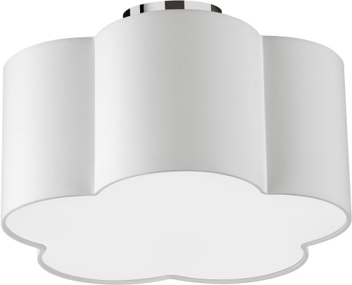 Dainolite PLX-152FH-PC-WH Phlox Contemporary White / Polished Chrome 15" Flush Mount Light Fixture