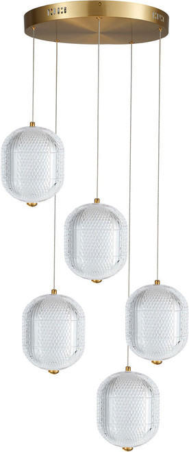 Dainolite PRI-1530LEDP-AGB Peri Contemporary Clear LED Multi Pendant Lighting