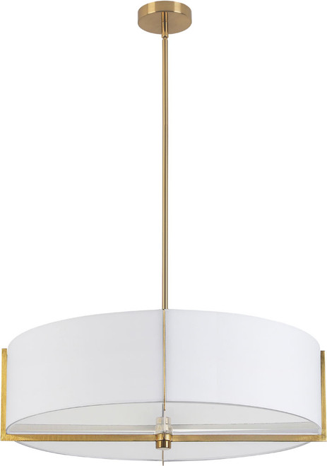 Dainolite PST-264LP-AGB-WH Preston Contemporary White / Aged Brass 26" Drum Hanging Light