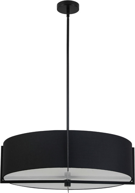 Dainolite PST-264LP-MB-BK Preston Modern Black / Black 26" Drum Pendant Lamp