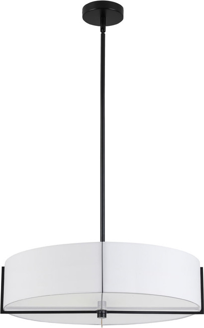 Dainolite PST-214P-MB-WH Preston Contemporary White / Black 21" Drum Pendant Lamp