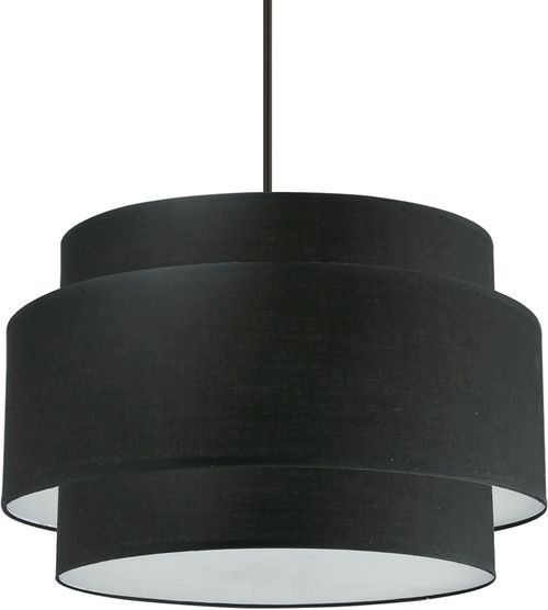 Dainolite PYA-224C-MB-BK Priya Modern Black / White 22" Drum Pendant Lighting