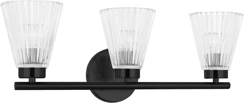 Dainolite VIE-223W-MB Vienna Modern Matte Black 3-Light Bathroom Sconce
