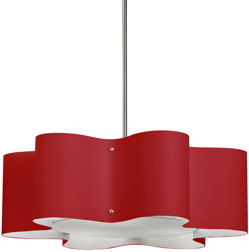 Dainolite ZUL-243-PC-RD Zulu Contemporary Red / Polished Chrome Pendant Light Fixture