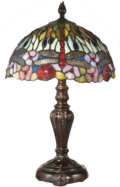 Dale Tiffany TT19046 Dragonfly Bounty Tiffany Fieldstone Side Table Lamp