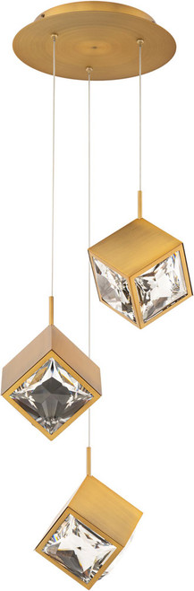 dweLED by WAC PD-29303R-AB Ice Cube Contemporary Aged Brass LED Multi Pendant Light