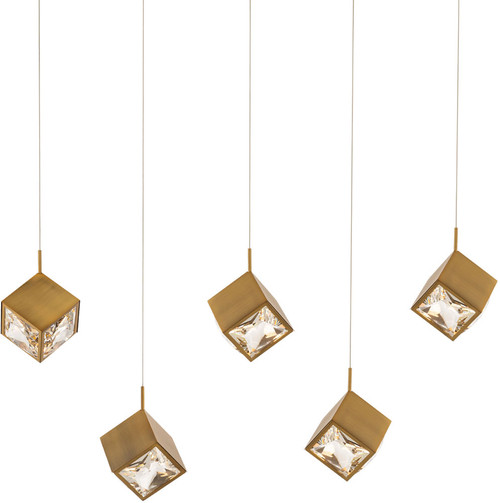 dweLED by WAC PD-29305L-AB Ice Cube Contemporary Aged Brass LED Multi Drop Ceiling Lighting