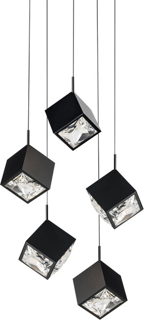 dweLED by WAC PD-29305R-BK Ice Cube Modern Black LED Multi Hanging Pendant Lighting