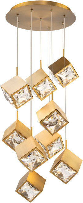 dweLED by WAC PD-29309R-AB Ice Cube Modern Aged Brass LED Multi Pendant Light
