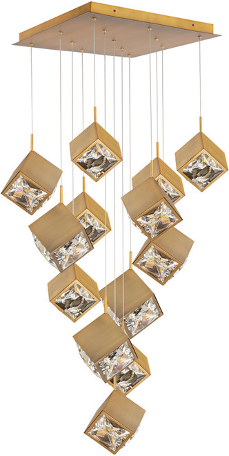 dweLED by WAC PD-29313S-AB Ice Cube Contemporary Aged Brass LED Multi Ceiling Pendant Light