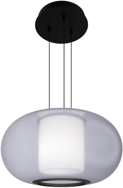 dweLED by WAC PD-48516-BK Doma Modern Black LED 16" Pendant Hanging Light